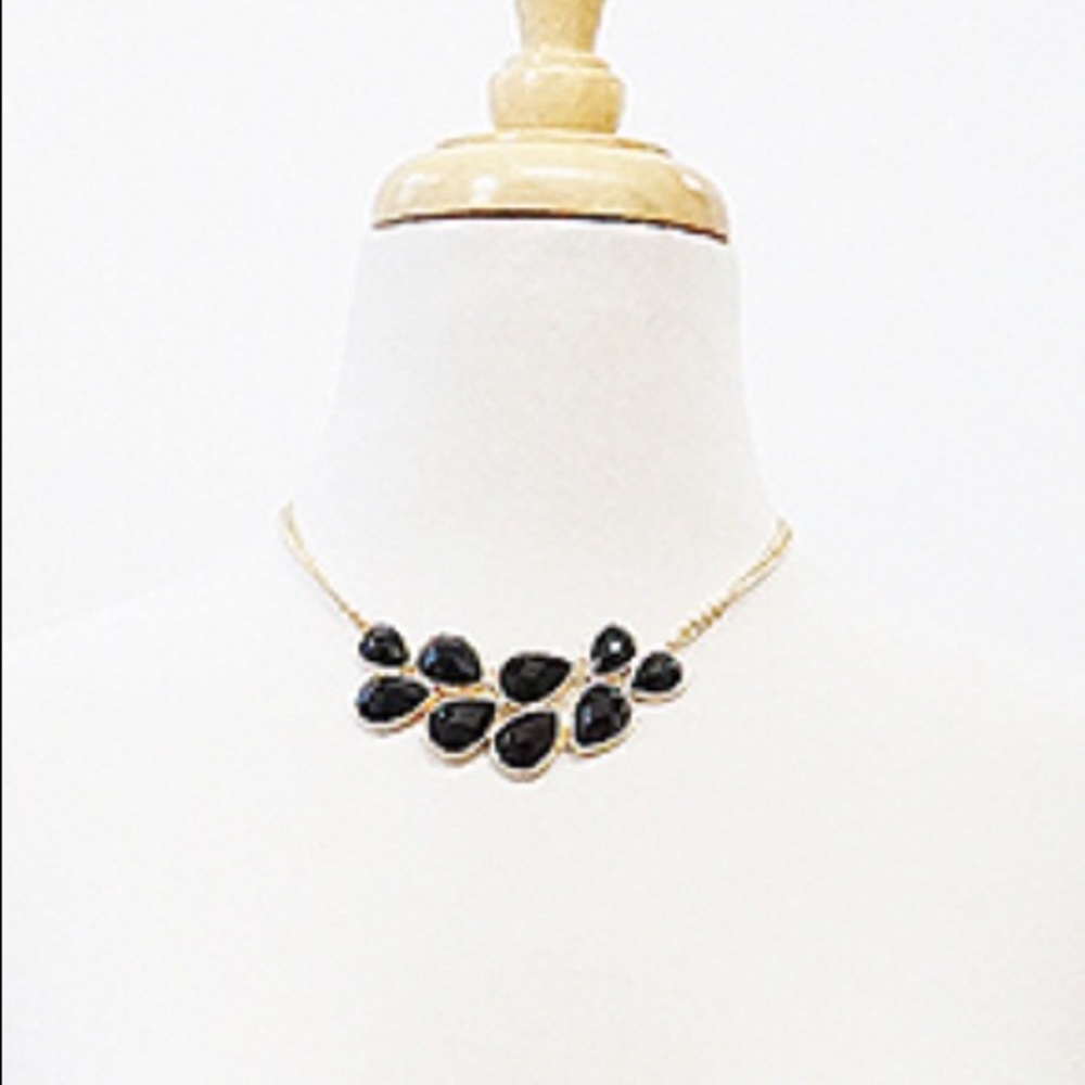 Black Teardrop Cluster Statement Necklace